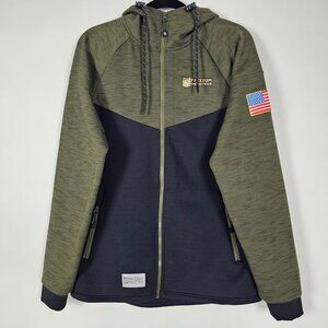 Freedom Industries Flag USA Mens Medium Long Sleeve Full Zip Green Hoodie